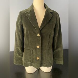Vintage LL Bean Corduroy Blazer Jacket Womens 8P Green Pockets 3-Button stretch
